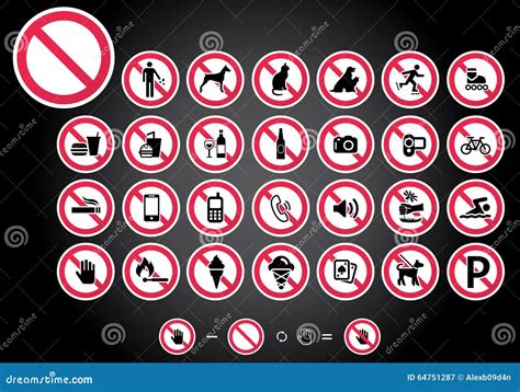 Prohibition Signs Set 1 Stock Vector Illustration Of Symbol 64751287