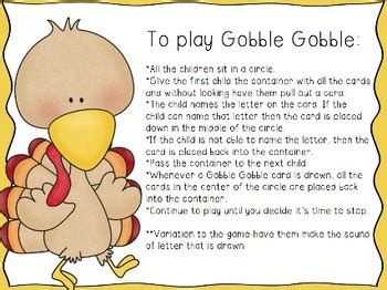 Gobble Gobble ABC Game by Smaller Scholar Preschool | TPT