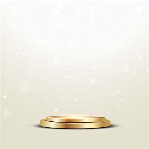 Golden Podium With A Spotlight And Bokeh On A White Background The