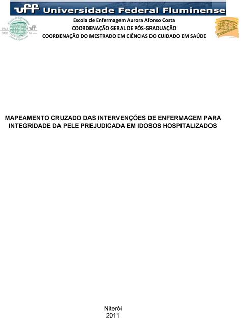 Mapeamento Cruzado Das IntervenÇÕes De Enfermagem Para Integridade Da