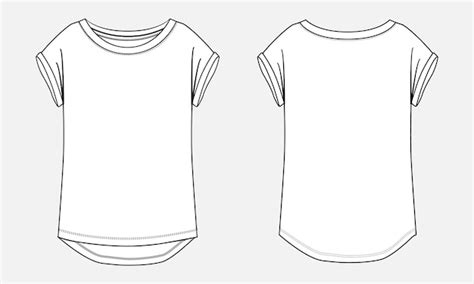 T shirt à manches courtes Dessin technique mode croquis plat modèle d