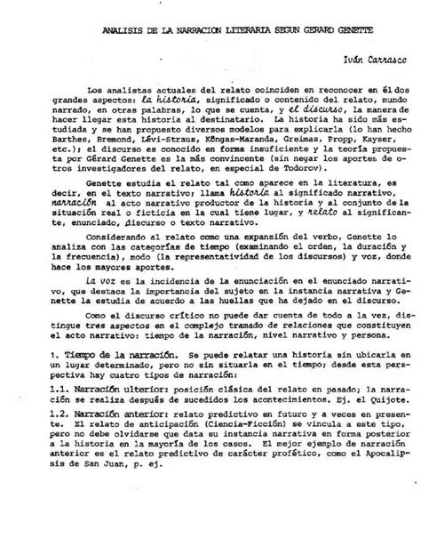 PDF Análisis de la narración literaria según Gérard Genette