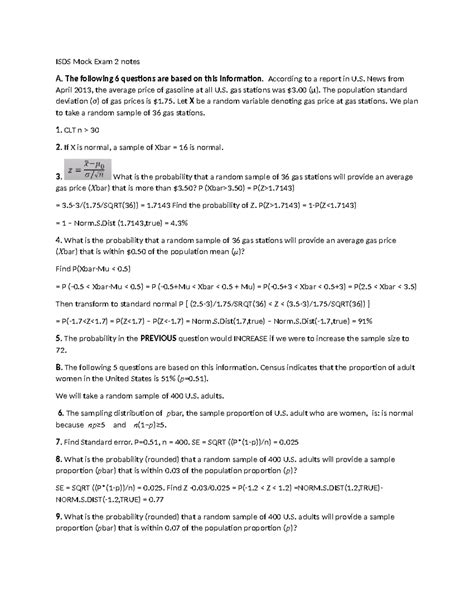 Isds Mock Exam 2 Notes Isds Mock Exam 2 Notes A The Following 6