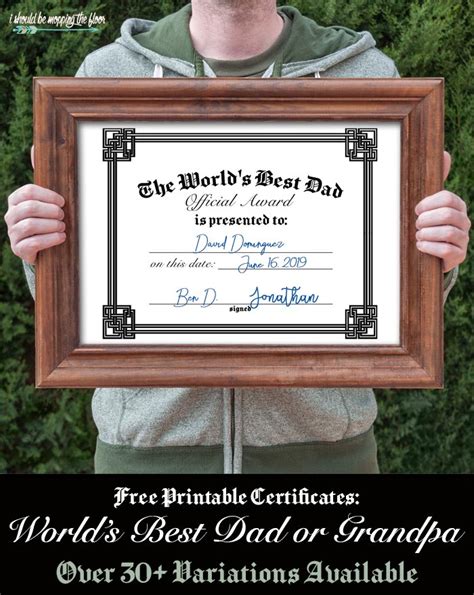 Free Printable Best Dad Certificates PRINTABLE TEMPLATES