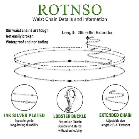 Lobster Clasp 14K Gold Plated Body Chain Dainty Boho Layered Waist Chain Adjustable Bikini