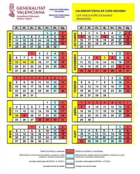 Calendari Escolar Ceip Vasco N Ez De Balboa