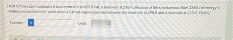 Solved Heat Q Flows Spontaneously From A Reservoir At K Chegg