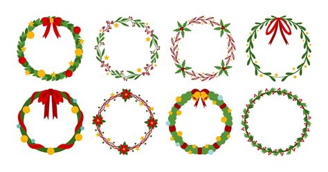 christmas wreath vector collection 14915241 Vector Art at Vecteezy