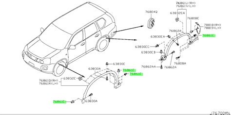 Купить Nissan 76881JG00A (76881-JG00A) Клипса Пластиковая. Цены ...