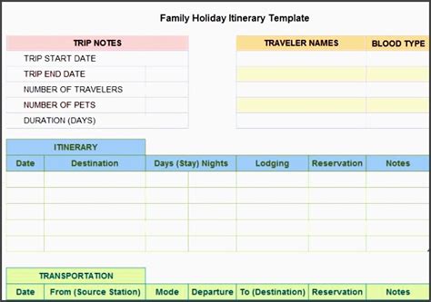 4+ Design Free Vacation Itinerary Planner In Excel - SampleTemplatess ...