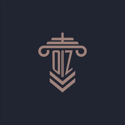 Oz Initial Monogram Logo With Pillar Design For Law Firm Vector Image