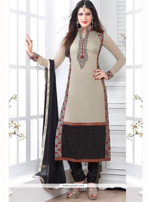 Shop Online Amazing Grey Georgette Churidar Salwar Suit