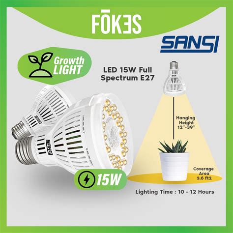 Sansi W Lampu Tanaman Led Grow Light Bulb Full Spectrum E Daylight