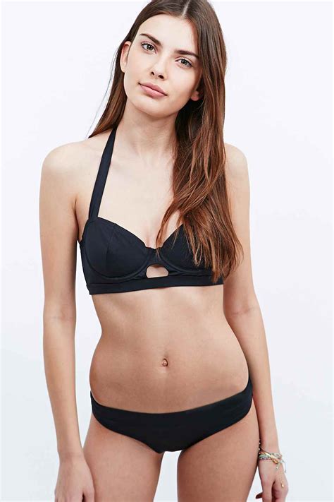 Urban Outfitters Cut Out Halterneck Bikini Top In Black In Black Lyst