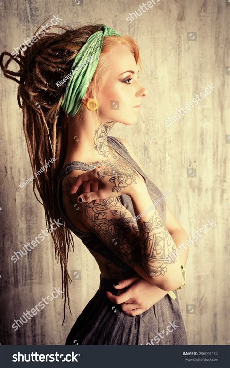 Sexual Blonde Girl Fascinating Dreadlocks Posing Stock Photo Edit Now