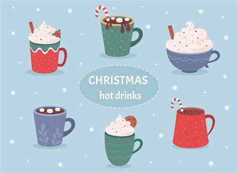 Christmas Hot Drinks Collection Winter Hot Drinks Hot Chocolate Vector Art At Vecteezy