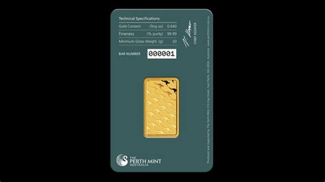 Bullion List - Gold - Perth Mint - 20g Perth Mint Gold Bar (Certicard)