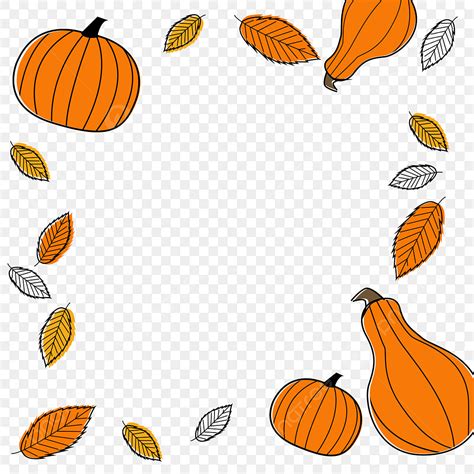 Hand Drawn Pumpkin White Transparent, Hand Drawn Pumpkin Leaves ...