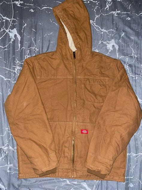 Dickies Sherpa Lined Duck Jacket Rinsed Brown Duck Mens Fashion Tops