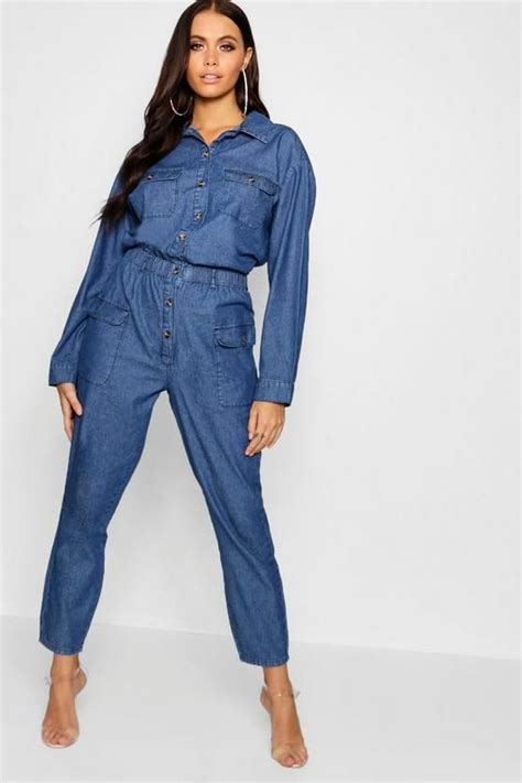 Horn Button Pocket Denim Boiler Suit Denim Boiler Suit Boiler Suit