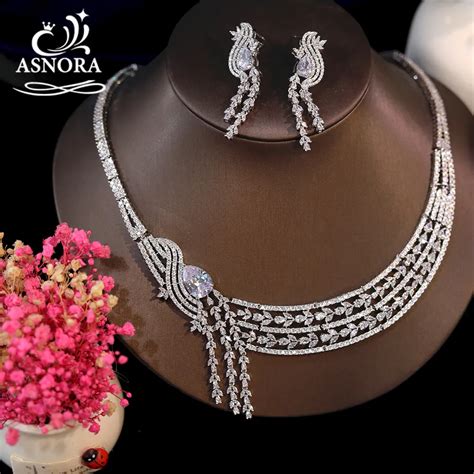 Asnora Luxury Elegant Full Cz Stone Bridal Jewelry Sets For Women