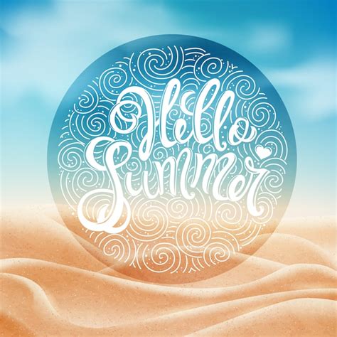 Hola Fondo De Verano Con Letras Dibujadas A Mano Vector Premium