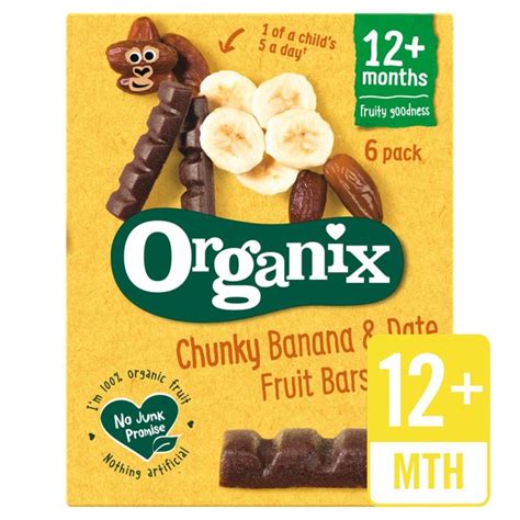 Organix Banana And Date Organic Fruit Bars 12 Mths Multipack Ocado