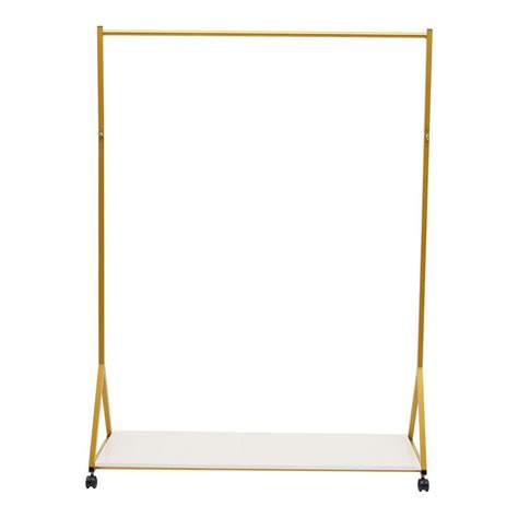 Yiyibyus Freestanding Rolling Gold Metal Clothes Rack With Shelf