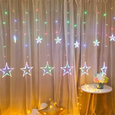 Serie Cortina Guirnalda Cascada Luces Led Estrellas 2 5m MercadoLibre