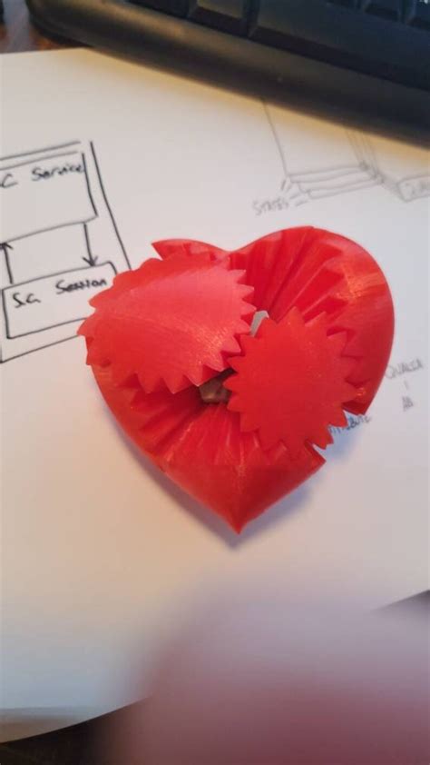 3d Printed Gear Heart Etsy