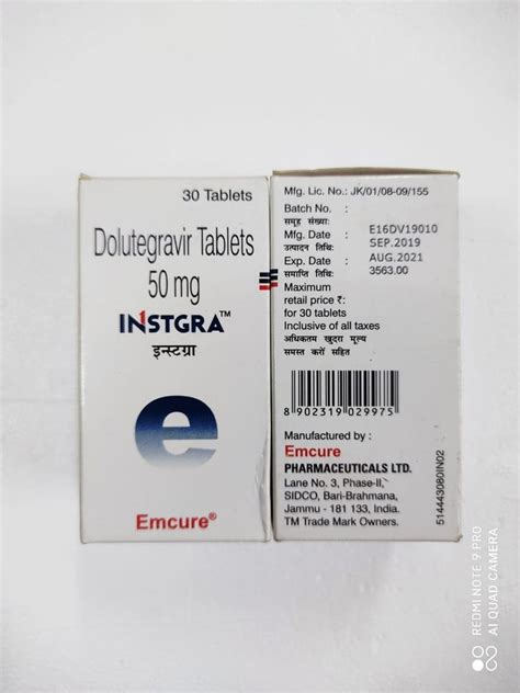 Dolutegravir Instgra Mg Tablets Emcure At Rs Bottle In