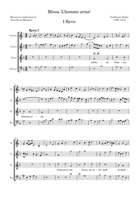 Dufay Kyrie From The Missa Lhomme Armé Sheet Music For Soprano