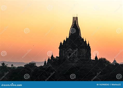 Bagan temple at sunset stock photo. Image of myanmar - 162968262