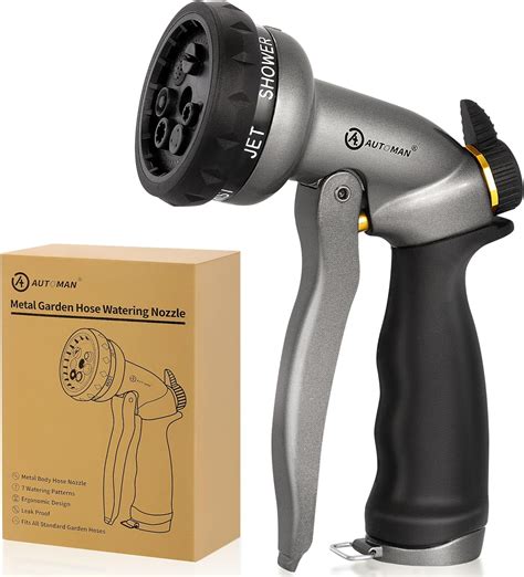 Amazon AUTOMAN Garden Hose Nozzle 7 Patterns Sprayer 100 Metal