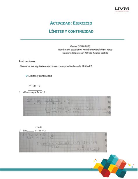 A Uyhg Calculo Ola Actividad Ejercicio L Mites Y Continuidad