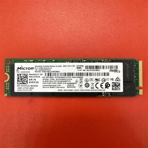 Micron 2200S NVMe 512GB SSD M.2 2280 Gen3 x4 Y5Y15 0Y5Y15 MTFDHBA512TCK ...
