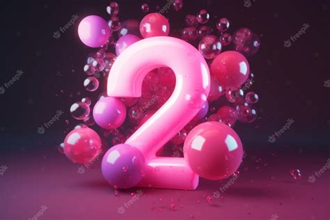 Premium Photo A Pink Number 2 With A Pink Background And A Bunch Of