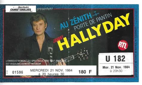 Rare Ticket Billet De Concert Johnny Hallyday Live A Paris