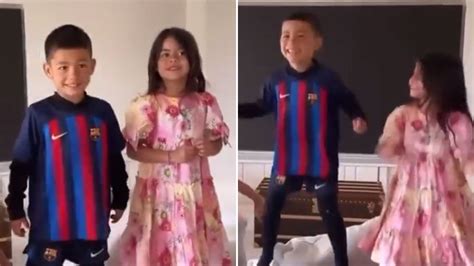 Cristiano Ronaldo’s son Mateo spotted dancing in BARCELONA kit despite ...