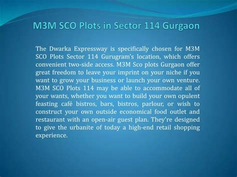 Ppt M3m Sco Plots In Sector 114 Gurgaon Powerpoint Presentation Free