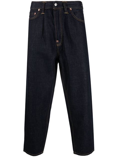 Evisu Mid Rise Cropped Jeans In Blue Modesens