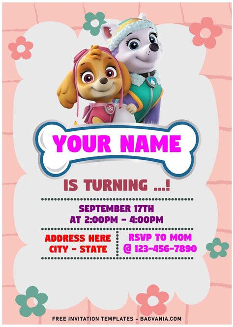 Free Editable Pdf Quirky Cute Skye And Everest Paw Patrol Birthday Invitation Templates Artofit