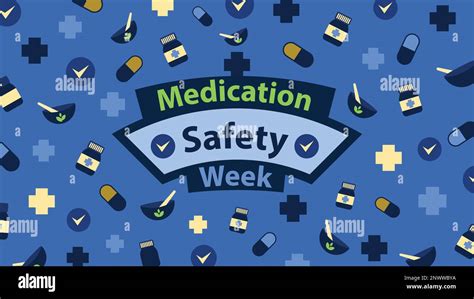 Medication Safety Week Vector Banner Design With Medicine Icons And