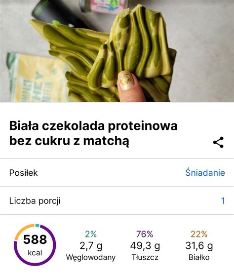 Biała czekolada proteinowa bez cukru matcha 2 składniki zero cukru