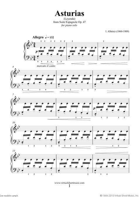 Albeniz Asturias Leyenda Sheet Music For Piano Solo Pdf