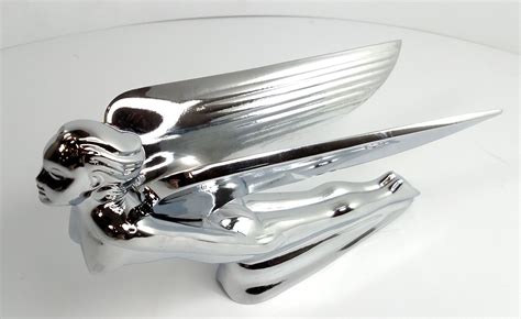 Chrome Flying Goddess Hood Ornament W Horizontal Wings Ebay