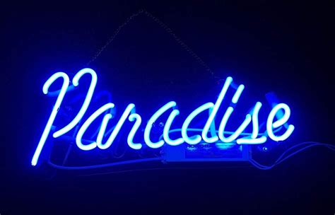 Paradise - aesthetic , blue , neon lights , glow , words , sign ...