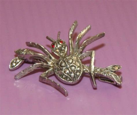 Broche Art Deco Araignee Argent Clous A Facettes Bijou Ancien