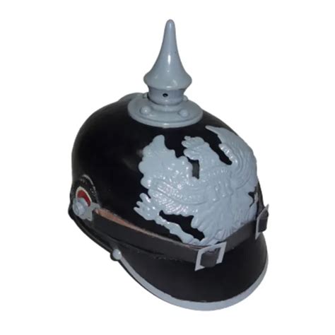 CASQUE D OFFICIER IMPÉRIAL allemand à pointes Pickelhaube Cuir noir