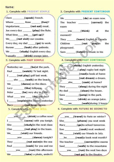 Mixed Tenses A2 Esl Worksheet By Cris M CE0